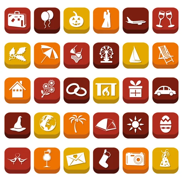 Iconos de vacaciones — Vector de stock