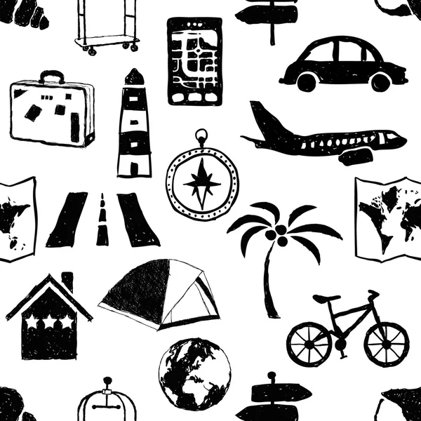 Seamless doodle travel pattern — Stock Vector