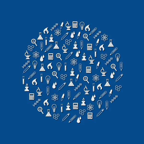 Laboratorium pictogrammen in cirkel — Stockvector