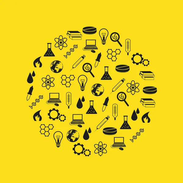 Science icons in circle — Stock Vector