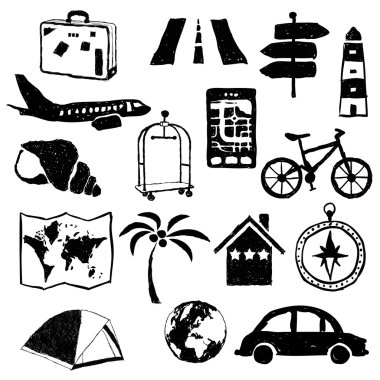 Travel doodle images vector