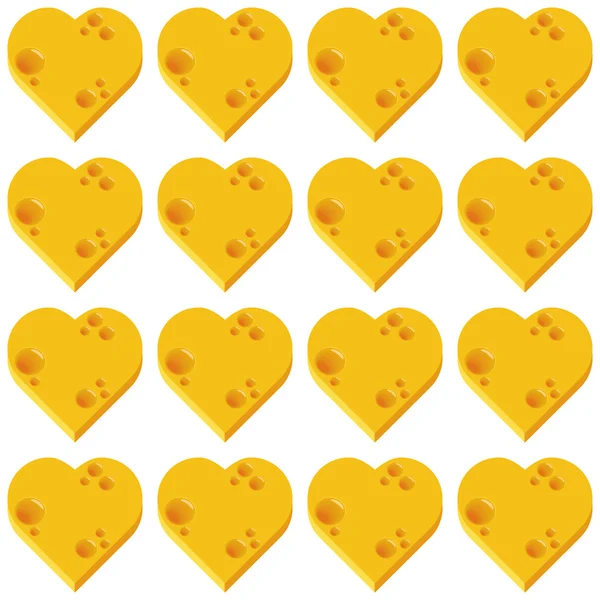 チーズ心のシームレスなパターン — ストックベクタ