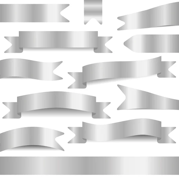 Ensemble de rubans argentés — Image vectorielle