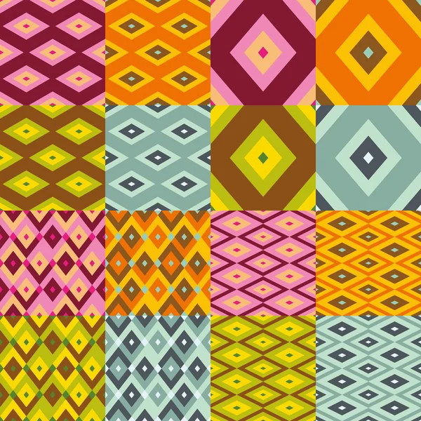 菱形のシームレスなパターンのコレクション — ストックベクタ