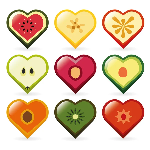 Frukt hjärtan — Stock vektor