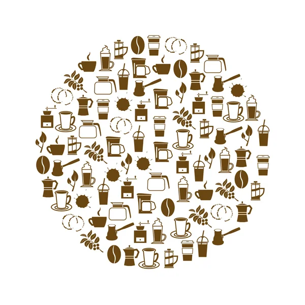 Iconos de café en círculo — Vector de stock