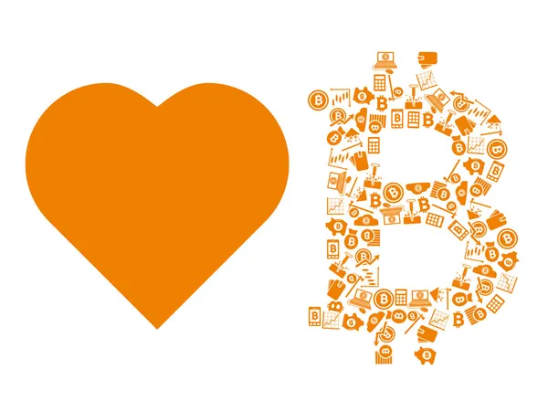 Amor símbolo bitcoin — Archivo Imágenes Vectoriales