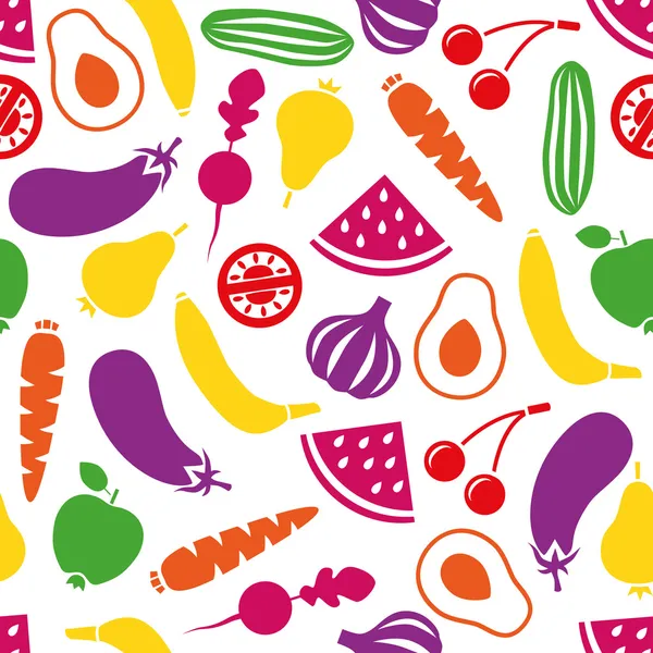 Fruits and vegetables seamless pattern — Stock Vector