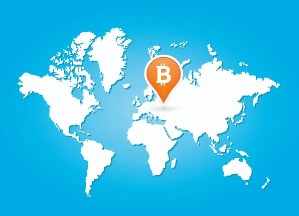 Karte mit Bitcoin-Zeichen — Stockvektor