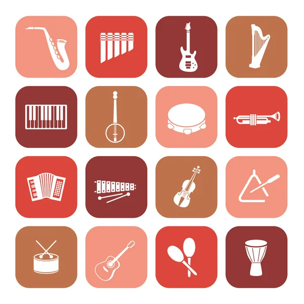 Icone degli strumenti musicali — Vettoriale Stock