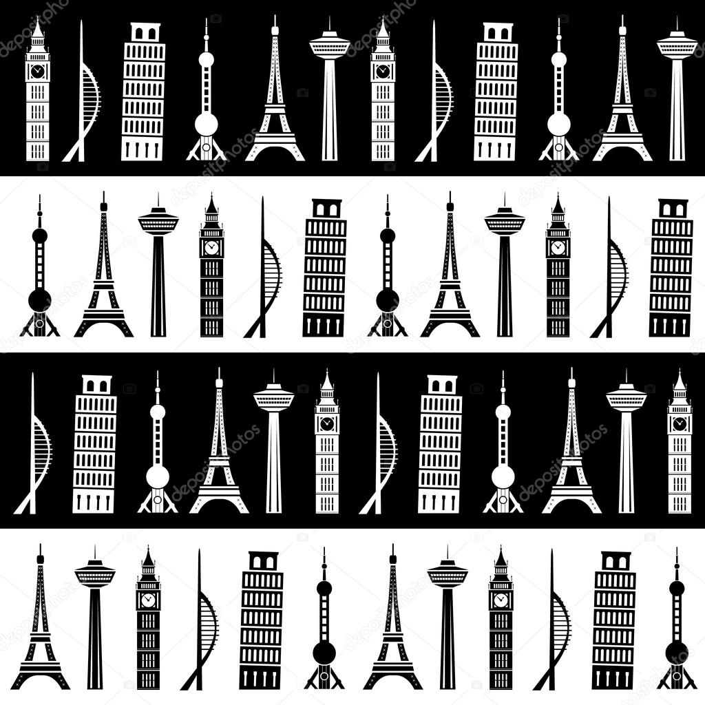 world towers seamless pattern