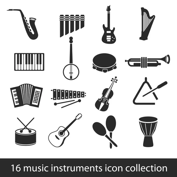 Instrumentos de música iconos — Vector de stock