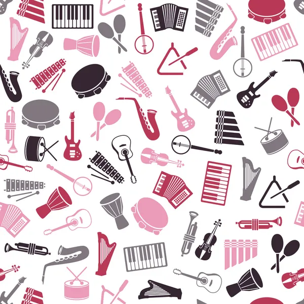 Music instruments seamless pattern — Stock Vector