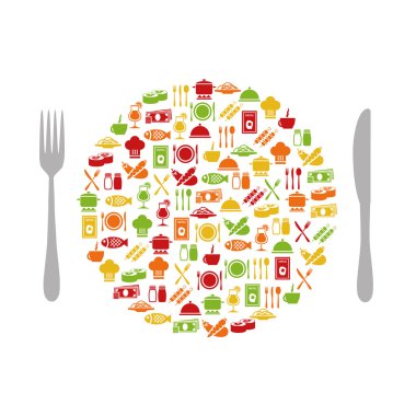 Restoran simgeler daire ile çatal bıçak takımı