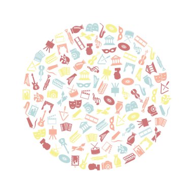 art and culture icons in circle clipart