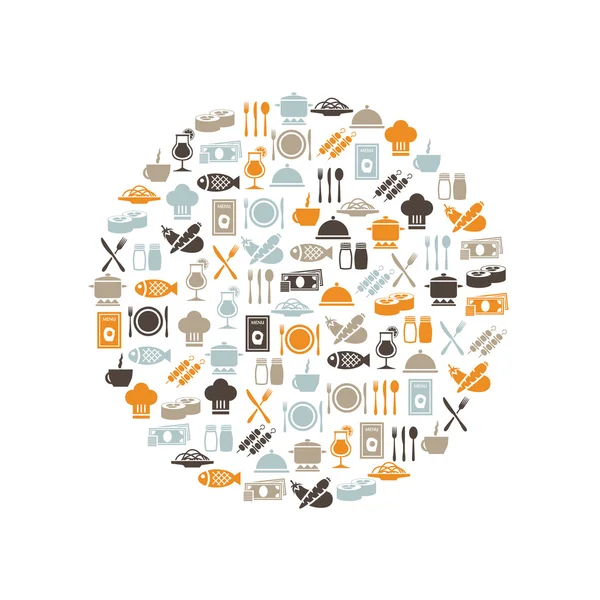 Restaurant icons in circle — Stock Vector