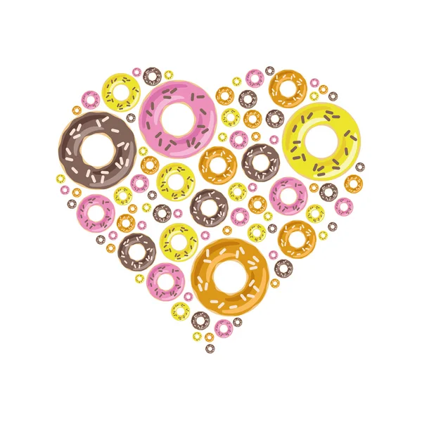 Donuts in heart — Stock Vector
