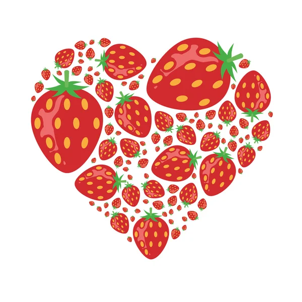 Φράουλες στην καρδιά — Διανυσματικό Αρχείο