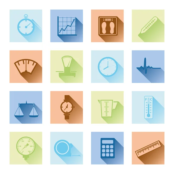 Measuring flat icons — Stock Vector