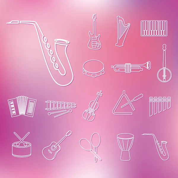 Instrumentos de música esbozar iconos — Vector de stock