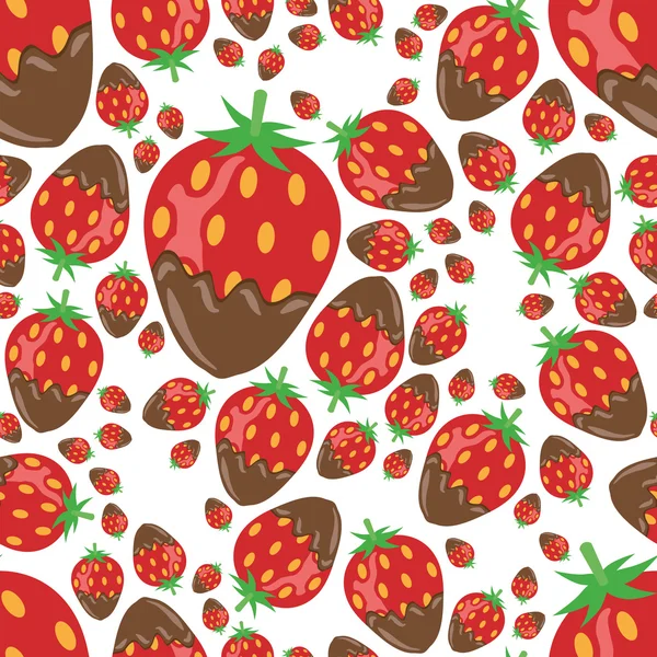 Strawberry in chocolate seamless pattern — Stock Vector