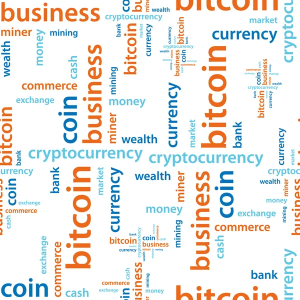 Naadloze bitcoin-tekstpatroon — Stockvector