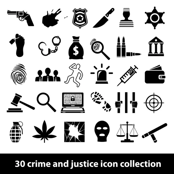 Icônes de crime et de justice — Image vectorielle