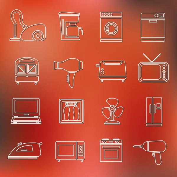 Iconos de contorno de electrodomésticos — Vector de stock