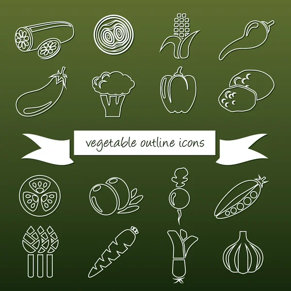 Icone contorno vegetale — Vettoriale Stock