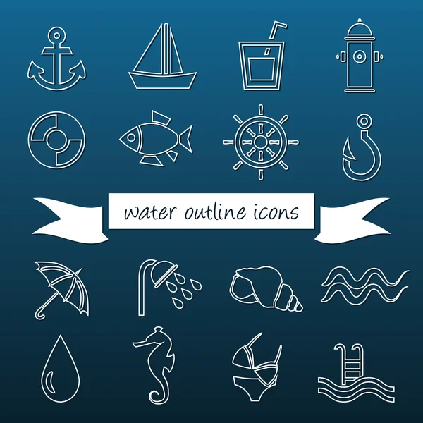 Water overzicht pictogrammen — Wektor stockowy