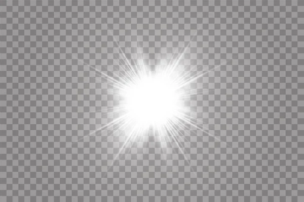 Vector transparent solljus speciell lins utflytning ljuseffekt. Solen isolerad på transparent bakgrund. Glow ljuseffekt Royaltyfria illustrationer