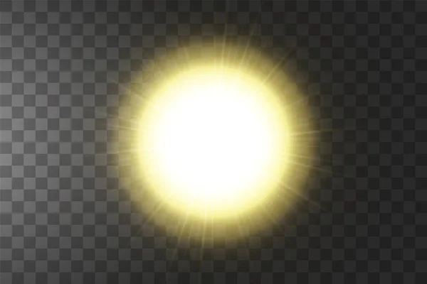 Wektor przejrzyste światło słoneczne specjalną soczewkę efekt światła pochodni. Słońce na przezroczystym tle. Efekt blask światła — Wektor stockowy