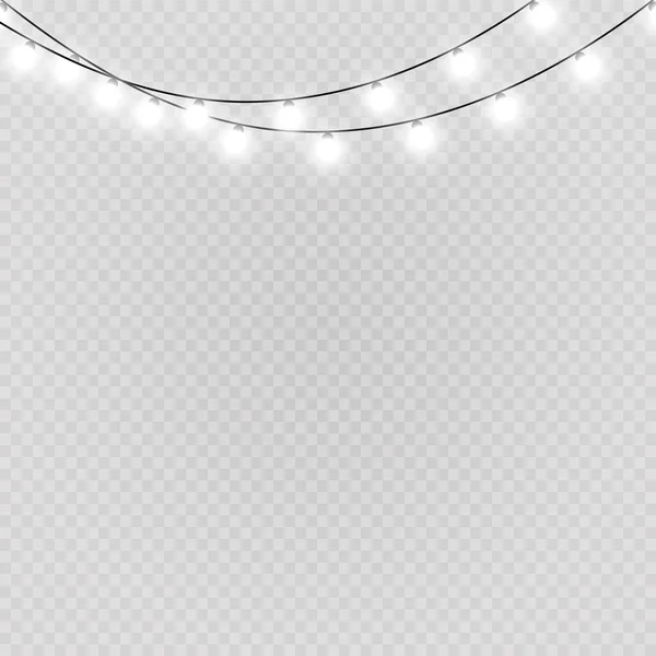 Lumières Noël Isolées Sur Fond Transparent Guirlande Lumineuse Noël Vecteur — Image vectorielle