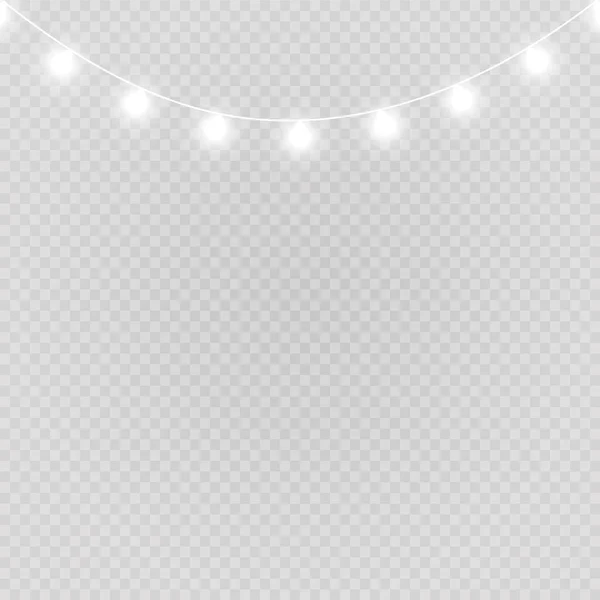 Lumières Noël Isolées Sur Fond Transparent Guirlande Lumineuse Noël Vecteur — Image vectorielle