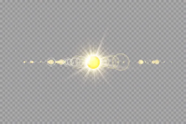 Vektor Transparentní Sluneční Světlo Speciální Čočky Odlesk Světelný Efekt Slunce — Stockový vektor