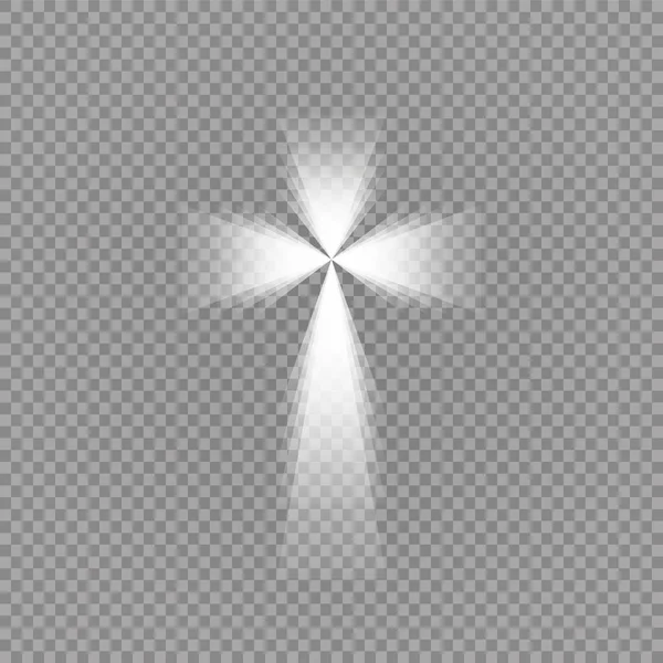 Crucea Albă Strălucitoare Lumina Soarelui Efect Lumină Specială Lentilelor Fundal — Vector de stoc