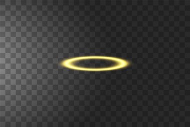 Altın Halo Melek yüzüğü. Şeffaf arkaplanda izole edilmiş, vektör illüstrasyonu.