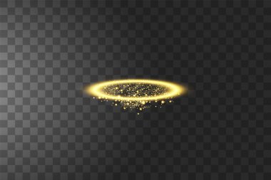 Altın Halo Melek yüzüğü. Şeffaf arkaplanda izole edilmiş, vektör illüstrasyonu.