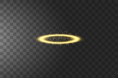 Altın Halo Melek yüzüğü. Şeffaf arkaplanda izole edilmiş, vektör illüstrasyonu.