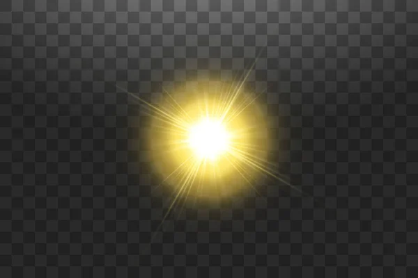 Zářící Zlaté Hvězdy Izolované Průhledném Pozadí Efekty Záře Čáry Třpyt — Stockový vektor