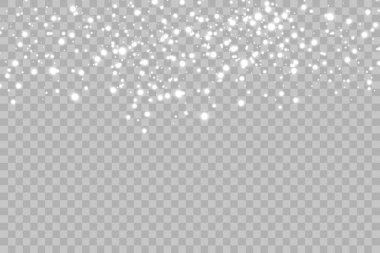 Gerçekçi düşen kar taneleri. Saydam arka plan üzerinde izole. Vektör çizim.