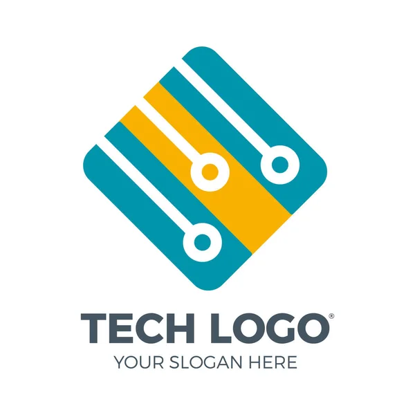 Logotipo Tecnológico Negocio Informático Datos Alta Tecnología Red Enlaces Innovadora — Vector de stock