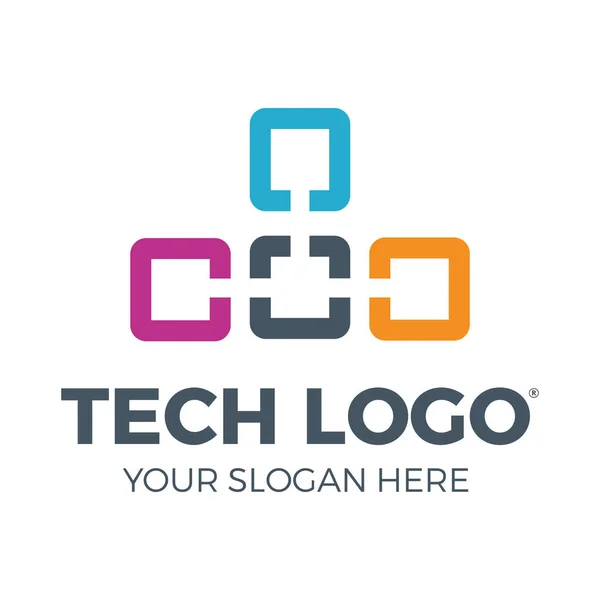 Logotipo Tecnológico Negocio Informático Datos Alta Tecnología Red Enlaces Innovadora — Vector de stock