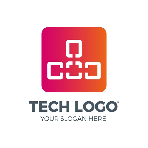 技術ロゴ コンピュータとデータ関連ビジネス ハイテクと革新的なリンクネットワーク — ストックベクタ