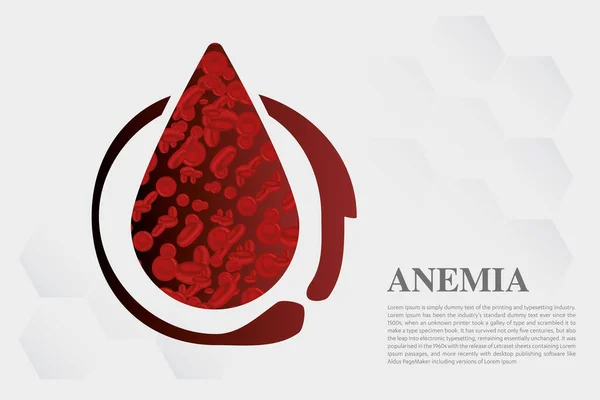 Anemia Ferro Vermelho Células Sangue Vetor Médico Ilustração Médica — Vetor de Stock