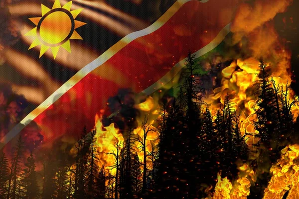 Incendio Forestal Concepto Desastre Natural Incendio Los Árboles Fondo Bandera —  Fotos de Stock