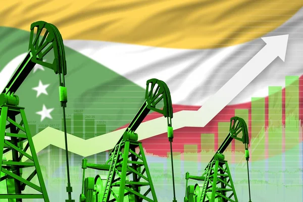 Concetto Industria Petrolifera Delle Comore Illustrazione Industriale Grafico Crescente Sullo — Foto Stock