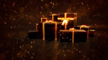 Bayram ışıklandırmasının arka planı kar yığınlarıyla doludur - soyut üç boyutlu oluşturma