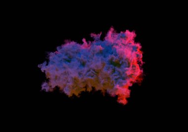 Yalnız büyük mor kümülüs bulut siyah izole edilmiş, dijital doğa 3 boyutlu illüstrasyon