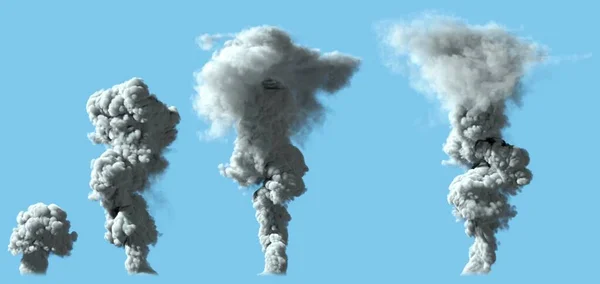 Imagens Coluna Fumaça Cinza Pesado Como Vulcão Explosão Industrial Enorme — Fotografia de Stock